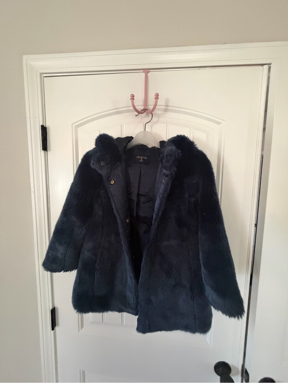 Crewcuts Navy Faux-Fur Hooded Pea Coat